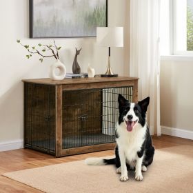 Dog Kennel Furniture, Wooden Dog Crate End Table, Heavy Duty Dog Crate (Main Color: Brown, Main Material: Wood)